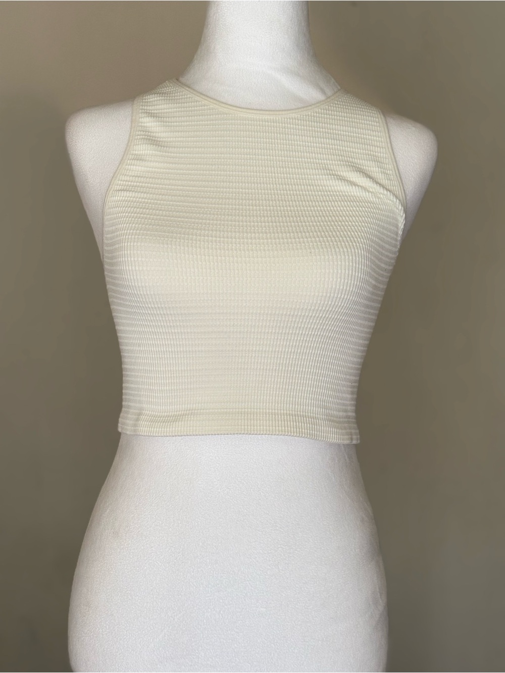 Forever 21 Cream Ribbed  Racerback Crop Tank Top - Picture 2 of 10